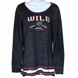 Minnesota Wild Reebok Women's Long Sleeve T-Shirt Top NHL Hockey Gray Medium EUC